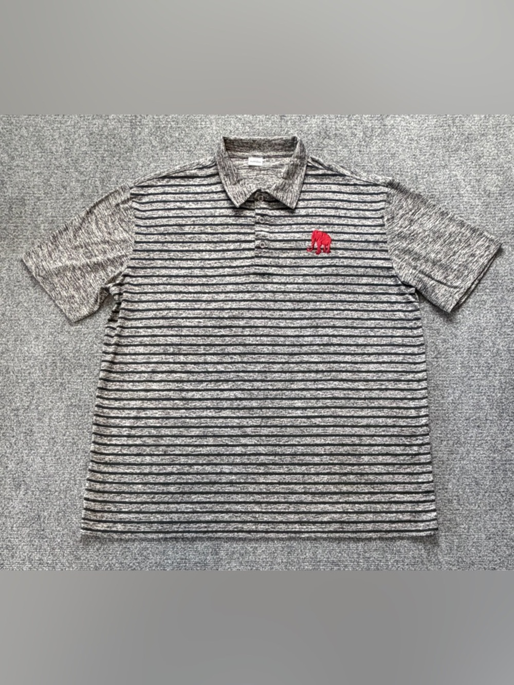 Alabama Crimson Tide Polo Shirt Mens 2XL Gray Striped Elephant Logo NCAA